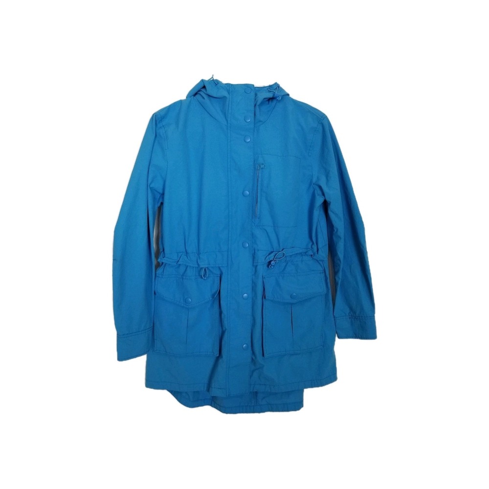 J. Crew Women Perfect Hooded Lightweight Jacket Raincoat Sz XS Blue Zip Up